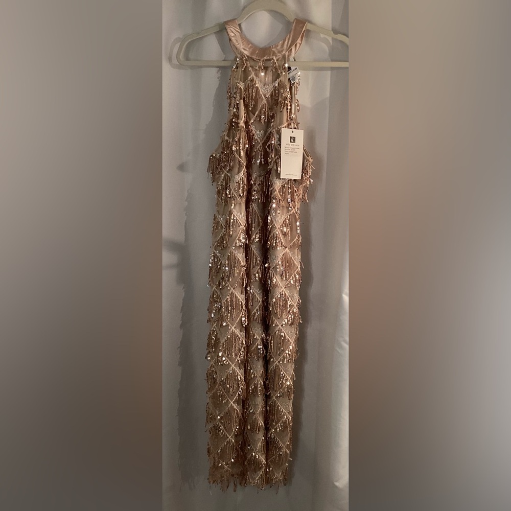 Vicky and Lucas Champagne Yoke Dress, Size L, NWT